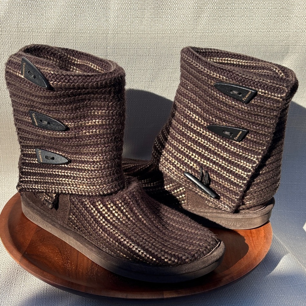 BearPaw Women's Knit Tall Winter Boots Brown/Gold Size 9